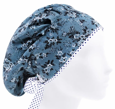 Медицинская шапочка-чепчик женская HeadwearUniverse универсальная принт Цветы на серо-зелёном