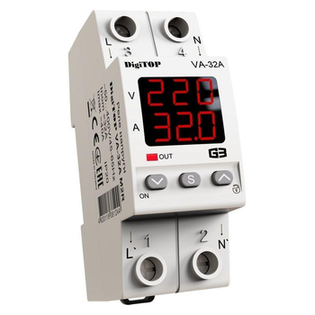 Реле напруги з контролем струму (2 екрани) VA-32A M2R LNK DigiTOP