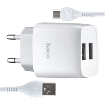 СЗУ Hoco C73A Glorious dual port charger set (Type-C) (EU) White
