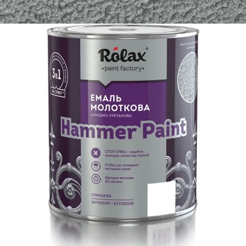 Эмаль МОЛОТКОВАЯ Rolax 304 серая 2л