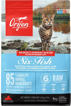 Сухий корм для кішок всіх порід Orijen 6 Fish Cat & Kitten з рибою 1.8 кг (ORI074e)