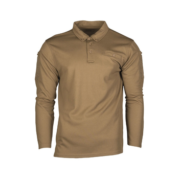 Футболка Поло тактическая с длинным рукавом Tactical Long Sleeve Polo Shirt Quick Dry L DARK COYOTE