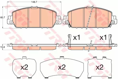 Колодка гальм. диск. HONDA ACCORD 2013 передн. , TRW (GDB3615)