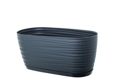 Горшок для цветов Form-Plastic Сахара петит овальный с подставкой 2,65 л 13 х 11 х 27 см, Цвет Антрацит