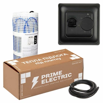 Теплый пол Prime Electric PM-175 1,5 м² 263 Вт нагревательный мат с механическим терморегулятором черным (10175-0019)