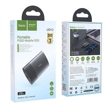 Hoco UD12 SSD 128GB Зовнішній накопичувач Type-C PSSD Mobile Сірий