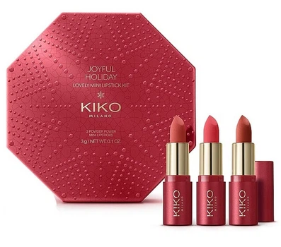 Набор для губ из 3 мини-помад Kiko JOYFUL HOLIDAY LOVELY MINI LIPSTICK KIT