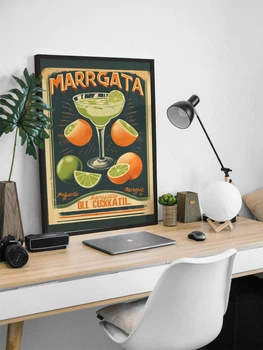 Вінтажний постер у рамці коктейль Маргарита / Вінтажний плакат Margarita