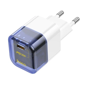 Сетевое Зарядное Устройство Hoco C125A Transparent PD20W/QC Цвет Прозрачный синий