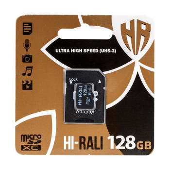 Карта Памяти Hi-Rali MicroSDXC 128gb UHS-3 10 Class & Adapter Цвет Черный