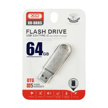 Флешка USB накопитель XO DK USB 3.0 Type-C разъем разъем 64GB цвет стальной