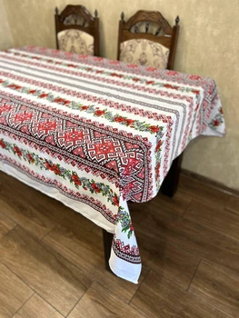 Скатерть с украинским орнаментом гипоаллергенная 150х220 см Белый (П4КЕ05020-53)