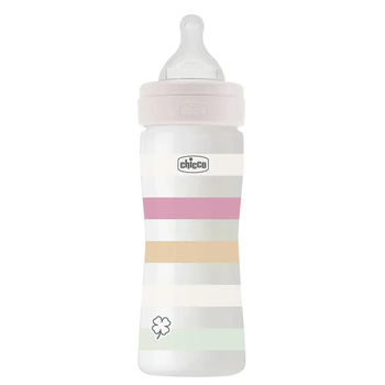 Пляшечка Chicco Well-Being пластик 250 мл (соска силіконова середній потік) 2+, girl