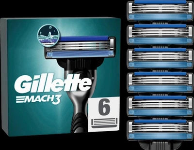 Сменные картриджи для бритья (лезвия кассеты) мужские Gillette Mach 3 кассеты 6 шт