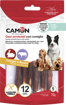 Лакомство для собак Camon палочки из говяжьей кожи обмотанные кроликом 70 г (8019808209128)