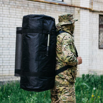 Универсальная сумка баул военная, армейский баул черный Оксфорд 120 л тактический баул-рюкзак