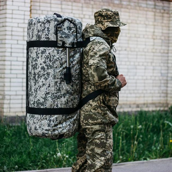 Универсальная сумка баул военная, армейский баул пиксель Оксфорд 120 л тактический баул-рюкзак