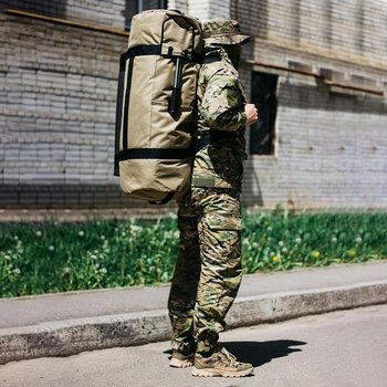 Універсальна сумка баул військова, армійський баул койот Оксфорд 100 л тактичний баул-рюкзак