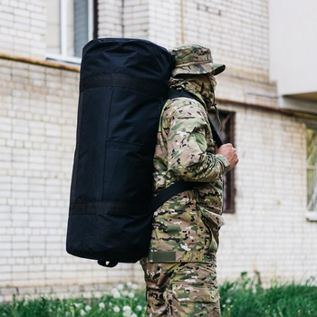 Универсальная сумка баул военная, армейский баул черный Оксфорд 100 л тактический баул-рюкзак