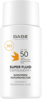 Сонцезахисний супер флюїд депігмент Babe Laboratorios Sun protection з Транексамовою кислотою і Вітаміном С SPF 50 50 мл (8436571631978)