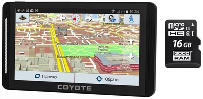 GPS Навигатор Видеорегистратор COYOTE&nbsp;940 DVR Double Hector PRO 1gb 16gb с картами для грузового и легкового транспорта + MicroSD карта памяти 16GB