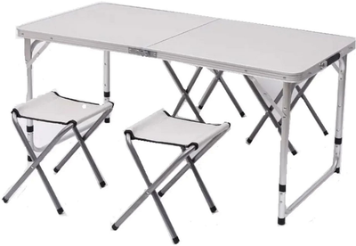 Раскладной стол чемодан с 4 стульями Ason Folding Table для пикника рыбалки дачи 120х60 см Серый (63026S)
