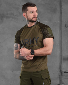 Армійська чоловіча футболка ARMY потовідвідна XL олива+мультикам (87169)