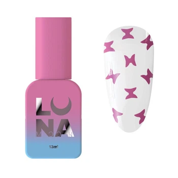 Топ для гель-лака без липкого слоя Luna Top Butterfly Pink с розовыми бабочками 13 мл