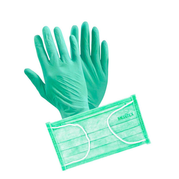 Набор перчаток 5 пар размер S и масок 5 шт., одноразовые, цвет зеленый (2000006196682)