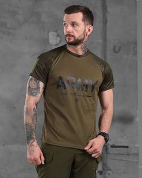 Армійська чоловіча футболка ARMY потовідвідна 2XL олива+мультикам (87169)