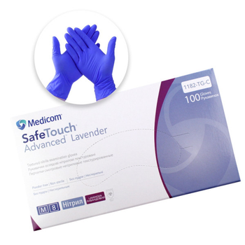 Перчатки нитриловые Medicom упаковка - 50 пар, размер M (без пудры), плотность 3,5 г, лавандовые (8718007909791)