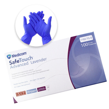 Перчатки нитриловые Medicom упаковка - 50 пар, размер S (без пудры), плотность 3,5 г, лавандовые (8718007909784)