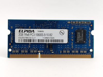 Оперативная память для ноутбука SODIMM Elpida DDR3 2Gb 1333MHz PC3-10600S (EBJ20UF8BCS0-DJ-F) 13358 Б/У