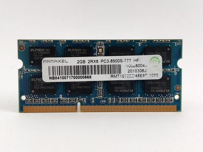 Оперативная память для ноутбука SODIMM Ramaxel DDR3 2Gb 1066MHz PC3-8500S (RMT1970ED48E8F-1066) 13332 Б/У