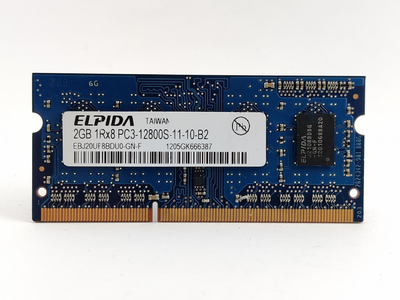 Оперативная память для ноутбука SODIMM Elpida DDR3 2Gb 1600MHz PC3-12800S (EBJ20UF8BDU0-GN-F) 13364 Б/У