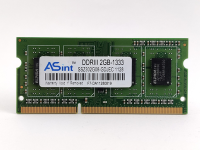Оперативная память для ноутбука SODIMM ASint DDR3 2Gb 1333MHz PC3-10600S (SSZ302G08-GDJEC) 13359 Б/У