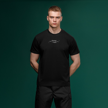 Футболка Basic Military T-Shirt з авторським принтом NAME. Чорна. Розмір M