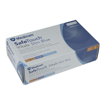 Рукавички нітрилові без тальку Medicom SafeTouch Advanced Blue XS 100 шт (8718007913620) (0125198)
