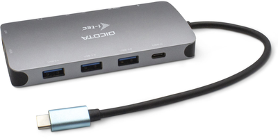 Док-станція Dicota USB-C Portable 10-in-1 HDMI/PD 100W Grey (7640186417204)