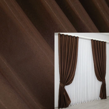 Комплект готовых штор VR-Textil Атлас Монорей № 798ш Коричневый 100х270 см 2 шт (31-202)