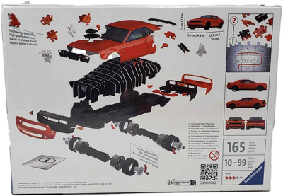 Puzzle 3D Ravensburger Dodge Challenger R/T Scat Pack Widebod 25.9 x 11.3 x 7.6 cm 165 elementów (4005556112845)