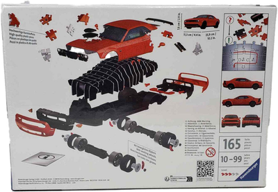 Пазл 3D Ravensburger Dodge Challenger R/T Scat Pack Widebod 25.9 x 11.3 x 7.6 см 165 деталей (4005556112845)