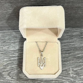 Кулон на цепочке "Герб Украины Тризуб" ювелирная сталь Xuping Jewelry серебристая упакован в бархатную коробочку (16217)