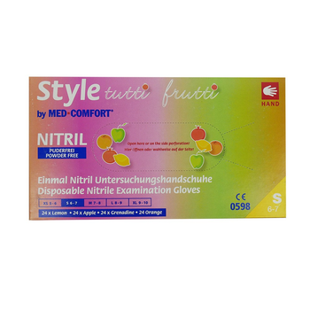 Рукавички нітрилові Style tutti frutti без тальку 4 кольор S 96 шт (0094927)