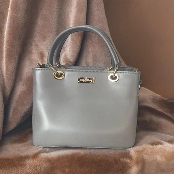 Сумка каркасная женская Betty Pretty из экокожи серая 797NZGRY