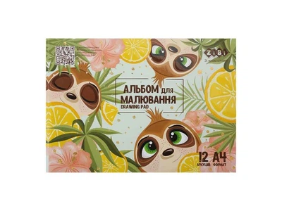 Альбом для малювання ZiBi 12арк. CUTE, А4, 120г/м2 на скобі, м'ятний, KIDS Line