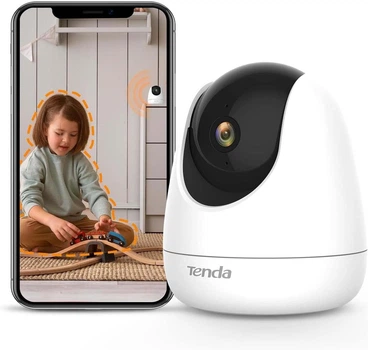 WiFi IP-камера Tenda 2K/3MP для дома с панорамным наклоном и функциями безопасности Белый (Б/У)