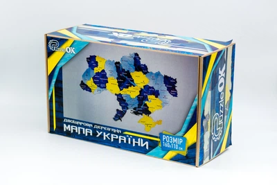 Дерев'яний пазл PuzzleOK Мапа України синьо-жовта р. 160х110 см.