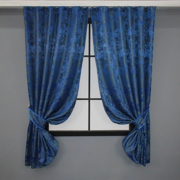 0Комплект коротких штор VR-Textil Жаккард Sultan XO № 1149ш Синий 130х170 см 2 шт (35-0114)