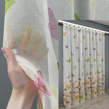 Тюль VR-Textil 912т Метелики Батист з принтом Різнобарвний 300х270 см (42-0239)